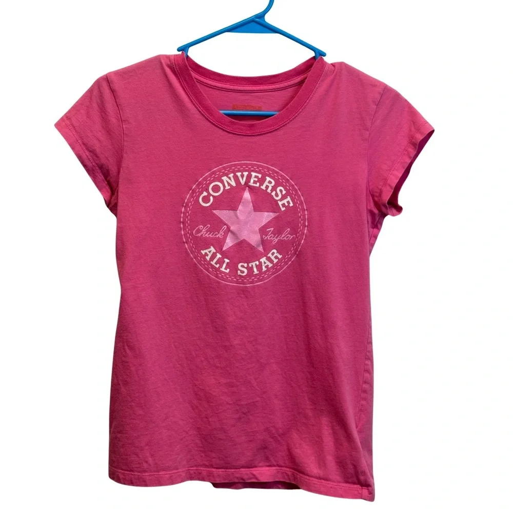 Converse All Star Pink Graphic Logo T-Shirt Youth XL Women’s XS-S Cotton